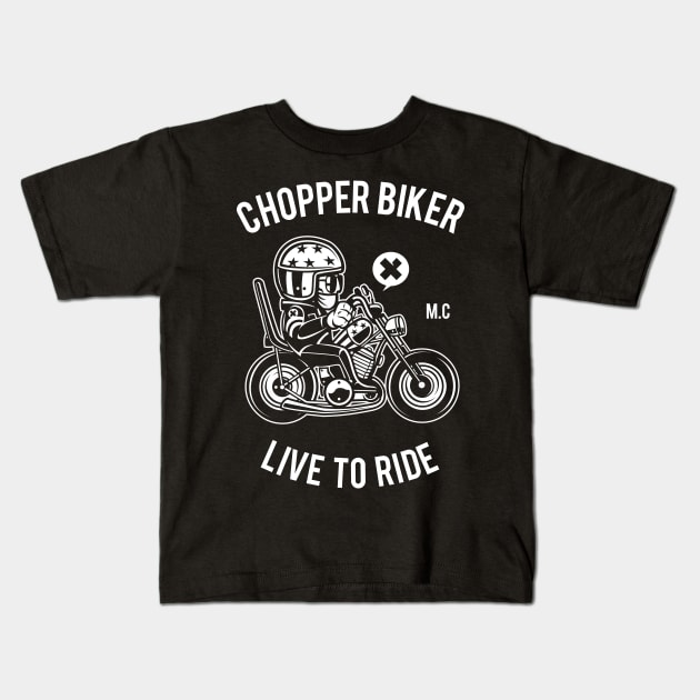 Chopper Biker Live To Ride Kids T-Shirt by Z1